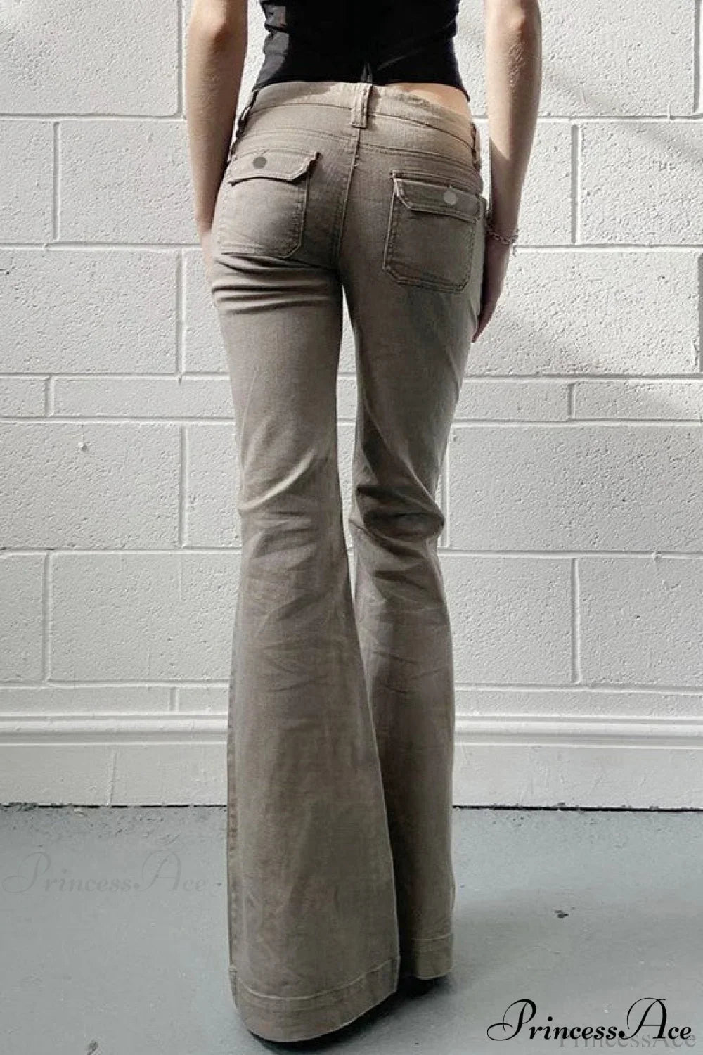 Low Waisted Slim Cargo Flared Leg Jeans