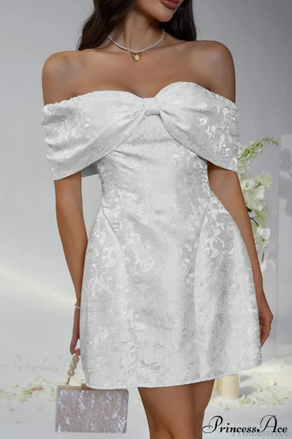 Luxury Ladylike Bow Embellished Strapless Party Dress