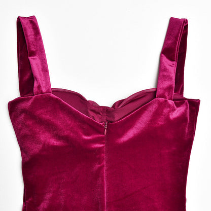 Sweetheart Corset Ruched Mesh Panel Velvet Bodycon Mini Dress