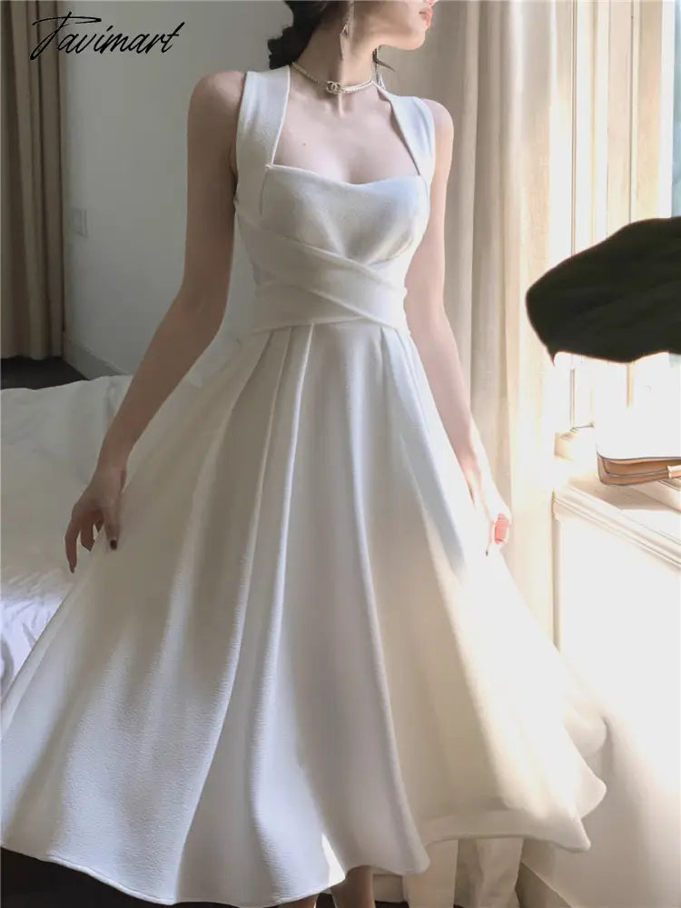 Midi Dress Women Elegant Summer New Fashion Evening Party Ladies Slim Vestidos Vintage Design Korean Dresses Female Clothes