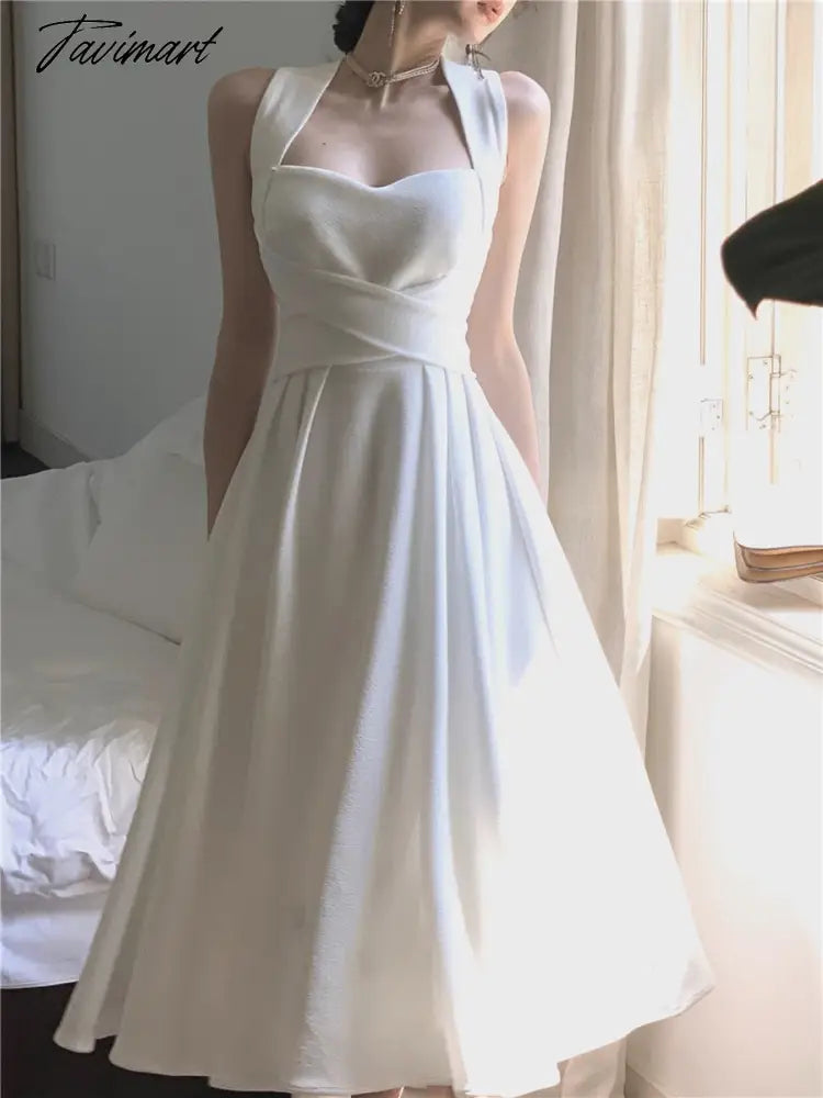Midi Dress Women Elegant Summer New Fashion Evening Party Ladies Slim Vestidos Vintage Design Korean Dresses Female Clothes