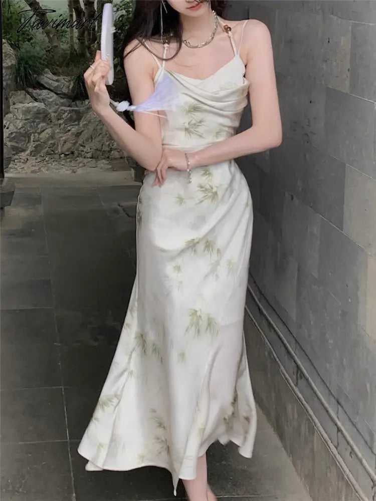 Midi Print Dress Set Women Summer New Elegant Vintage Clothes Holiday Evening Party Prom 2 Piece Korean Dresses Sets Suits