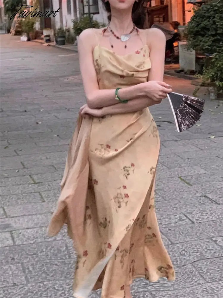 Midi Print Dress Set Women Summer New Elegant Vintage Clothes Holiday Evening Party Prom 2 Piece Korean Dresses Sets Suits