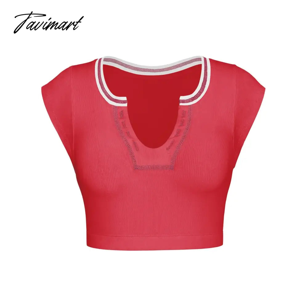 Mqtime Knitted Thread T-shirt Women's Summer Slim Fit Midriff Outfit Hot Girl Sexy Top Bottoming T-shirt