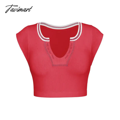 Mqtime Knitted Thread T-shirt Women's Summer Slim Fit Midriff Outfit Hot Girl Sexy Top Bottoming T-shirt