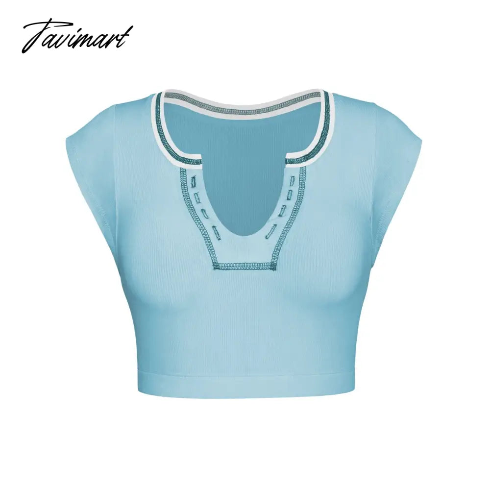 Mqtime Knitted Thread T-shirt Women's Summer Slim Fit Midriff Outfit Hot Girl Sexy Top Bottoming T-shirt