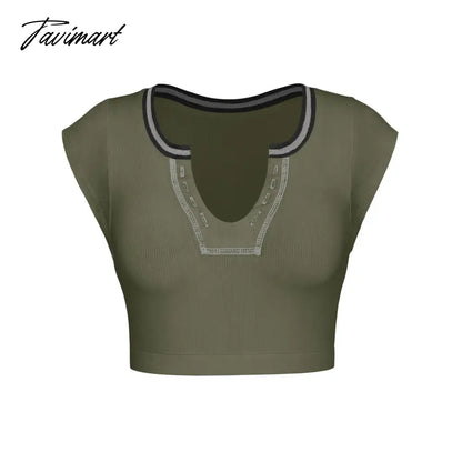 Mqtime Knitted Thread T-shirt Women's Summer Slim Fit Midriff Outfit Hot Girl Sexy Top Bottoming T-shirt