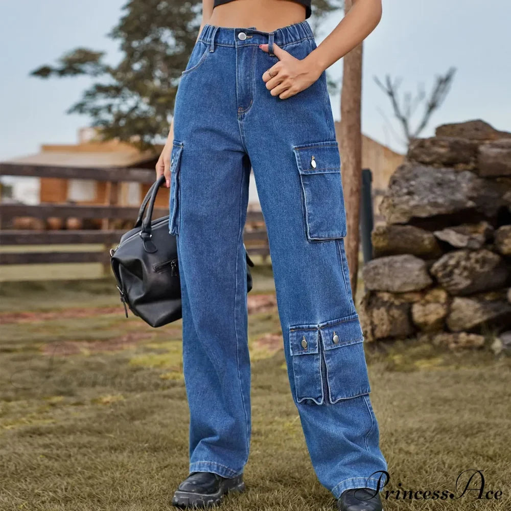 Multi Pocket Cargo Pantalones Jeans
