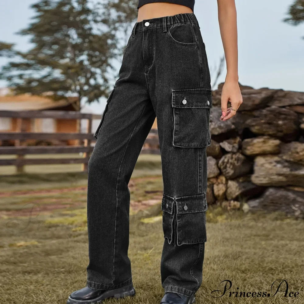 Multi Pocket Cargo Pantalones Jeans