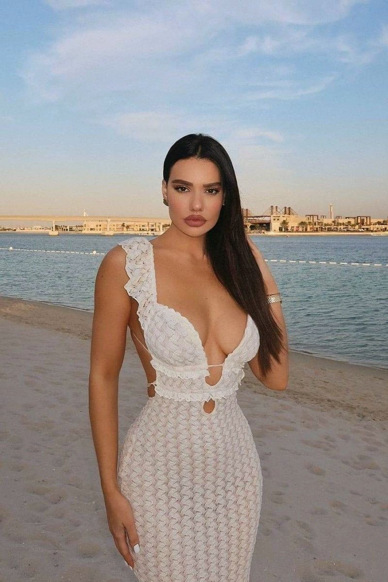 Deep V Neck Keyhole Empire Waist Crochet Open Knit Bodycon Maxi Dress