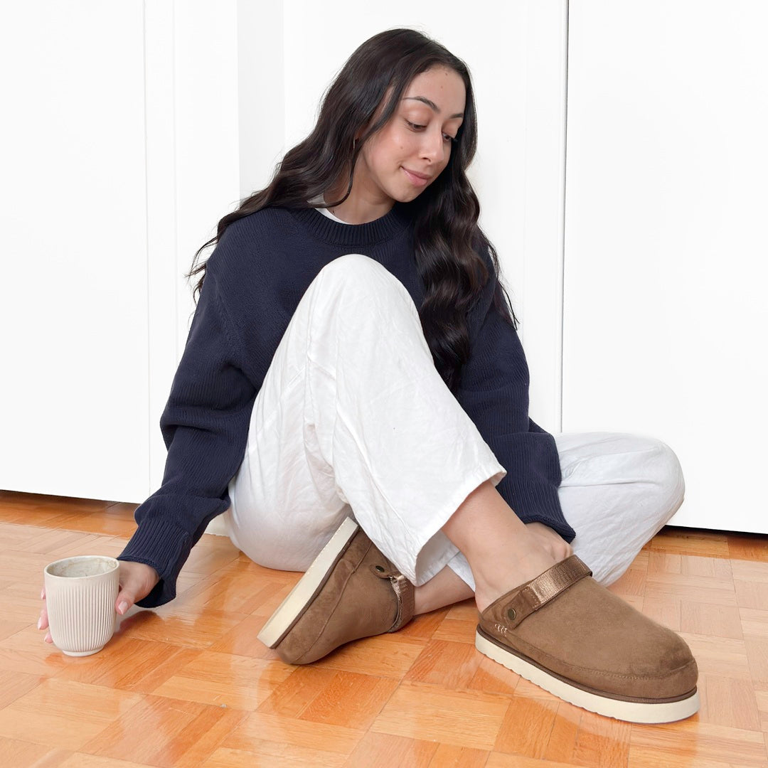 Mia Suede Platform Clogs