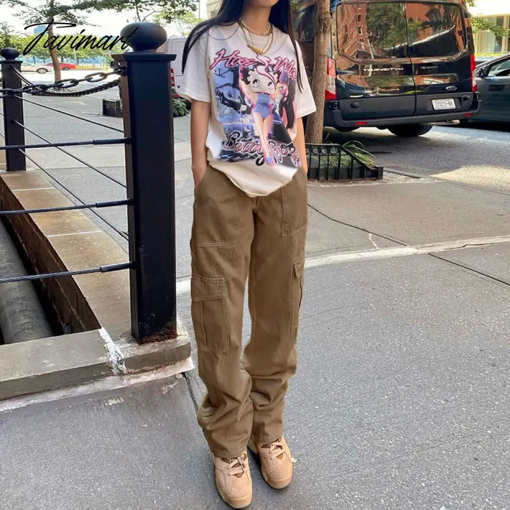New American Retro High Waist Workwear Jeans Ladies Spring and Autumn Fashion Trend Versatile Drape Casual Straight Trousers