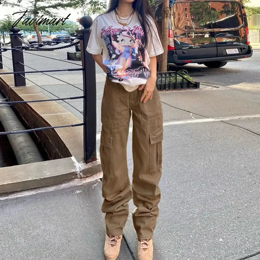 New American Retro High Waist Workwear Jeans Ladies Spring and Autumn Fashion Trend Versatile Drape Casual Straight Trousers