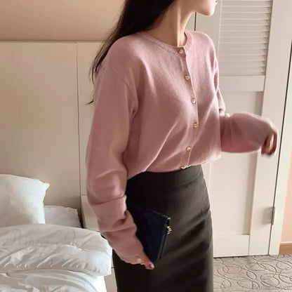 O-neck Long Sleeve Casual Cardigan