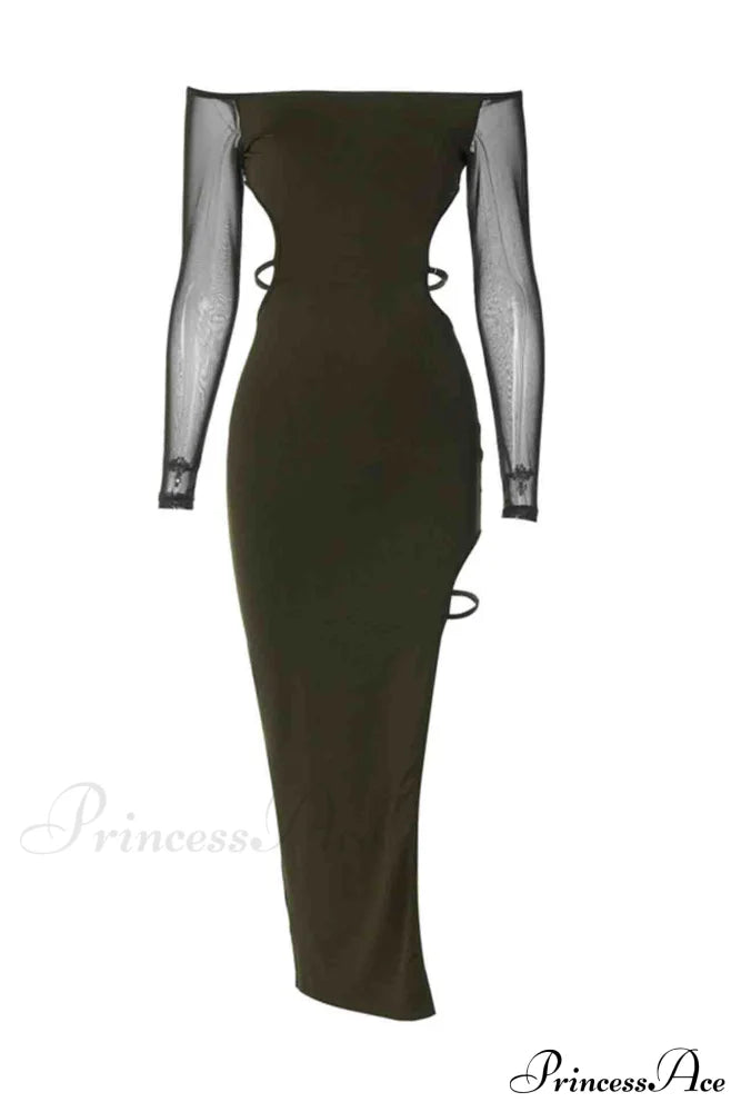 Off-Shoulder Cut Out Slit Irregular Dress