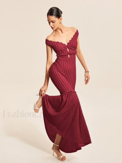 Off Shoulder Ruffle Detail Dress