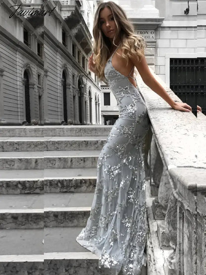 Off Shoulder Sexy Party Celebrity Dresses for Women Dresses V Neck Grey Sequins Shinning Wedding Ball Prom Gown Vestidos