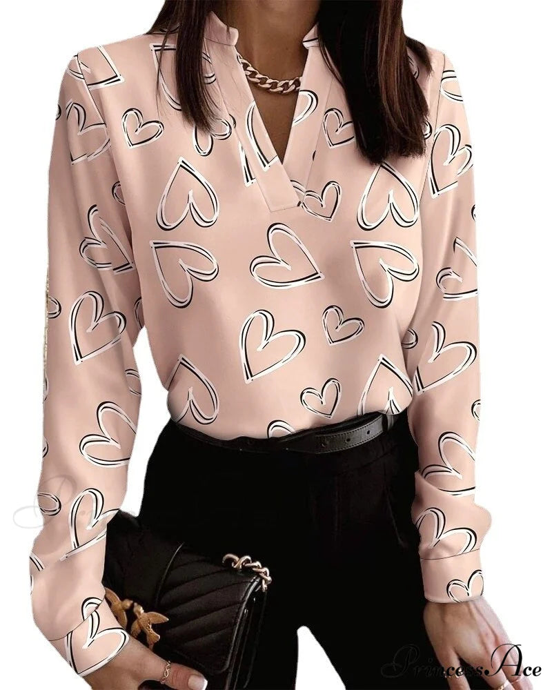 Office Lady Chain Printed Pullover Blouse