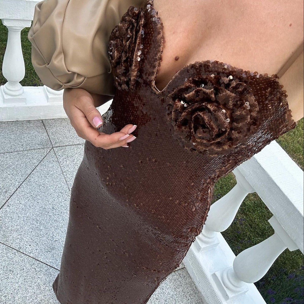 Halter Neck Sequin High Slit Maxi Dress