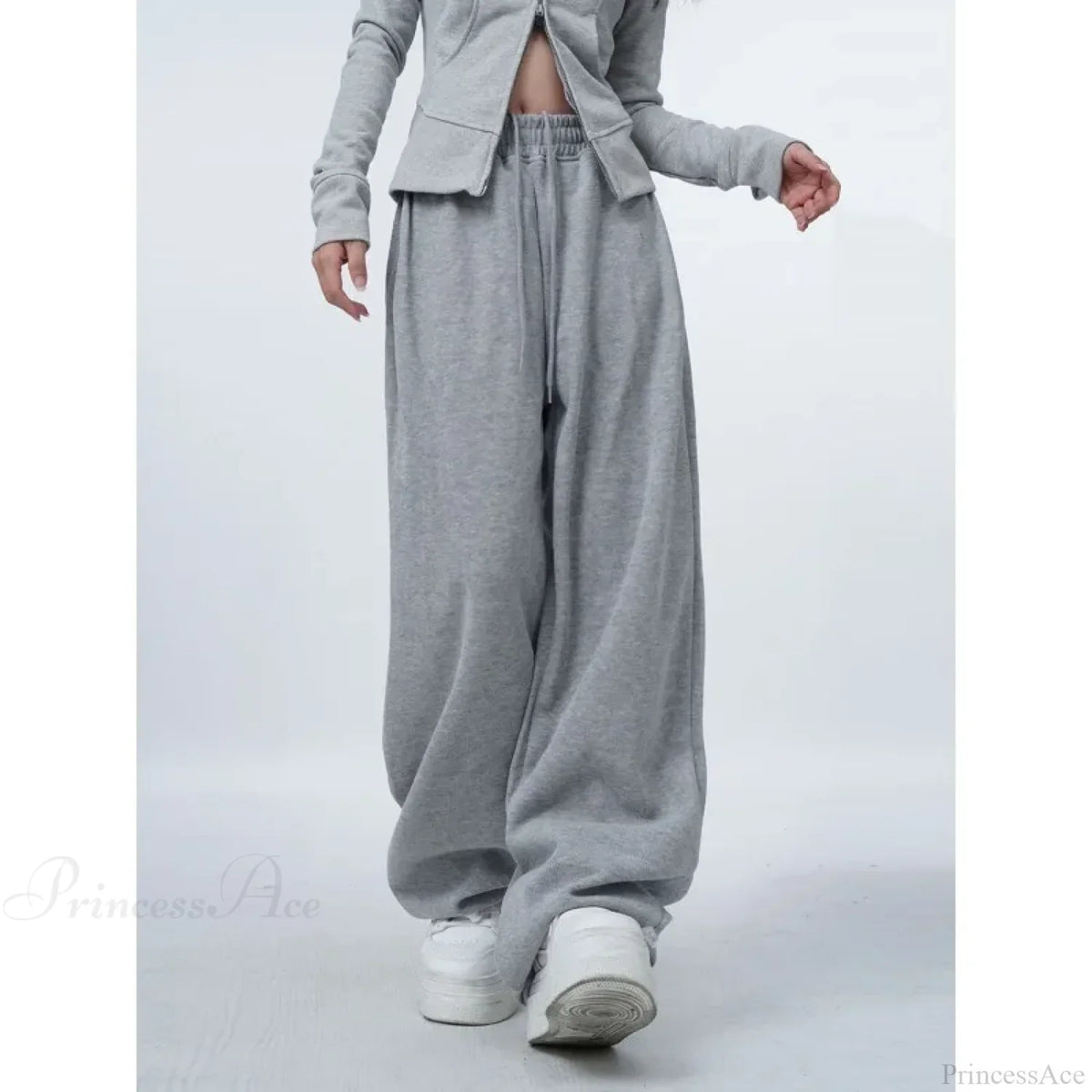 Oversized Gray Y2K Women Sweatpants Pants