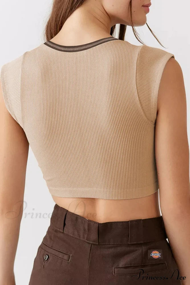 Patchwork Neck U Solid T-Shirt