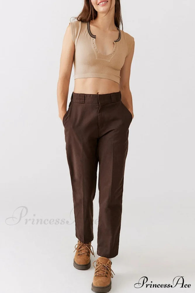 Patchwork Neck U Solid T-Shirt