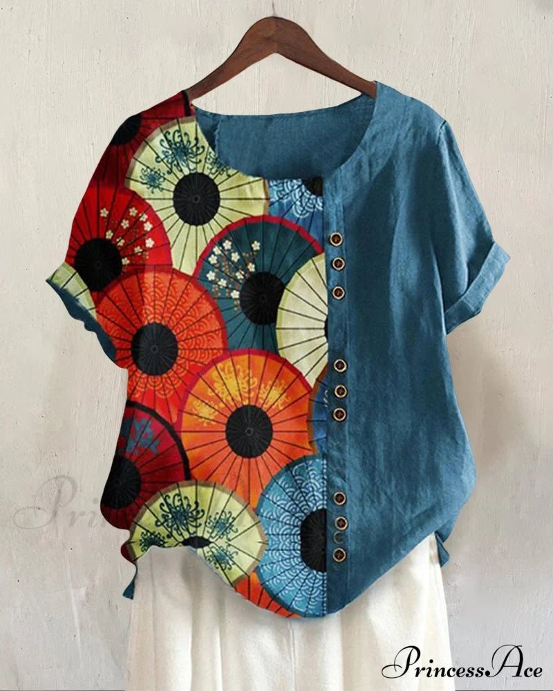 Patterned neck crew tee