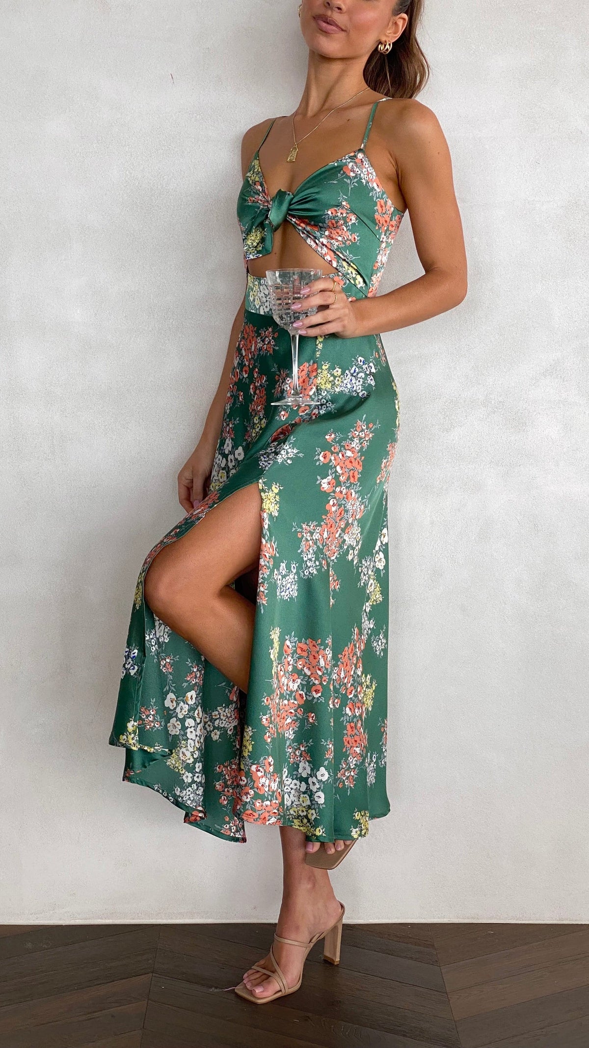Mock Neck Ruched Draped Midi Dress