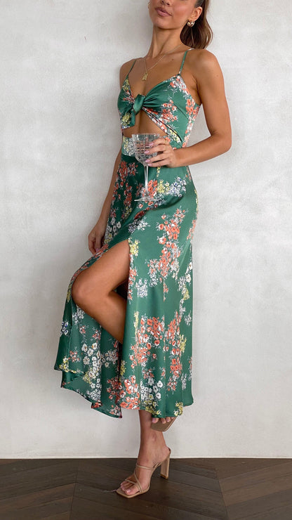 Mock Neck Ruched Draped Midi Dress