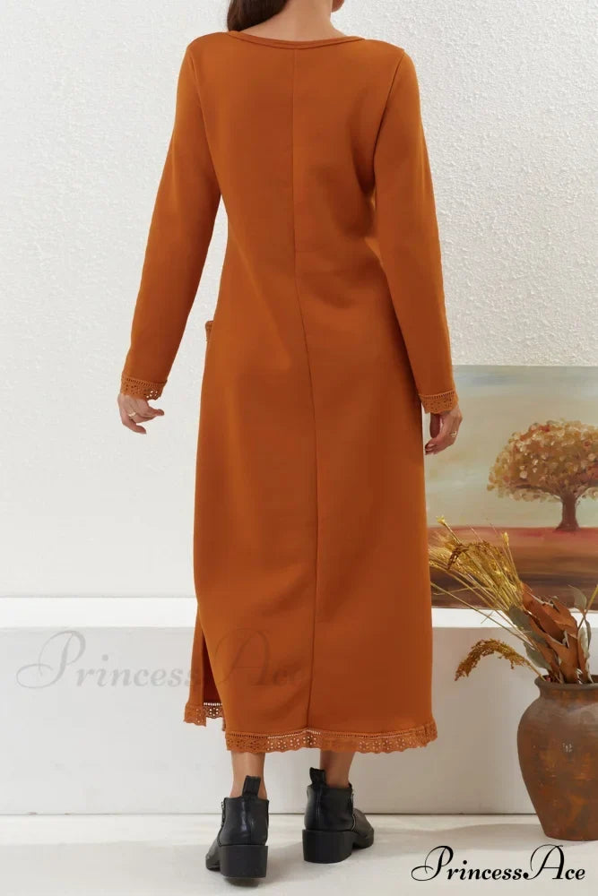 Pocketed Lacework Hem Dress