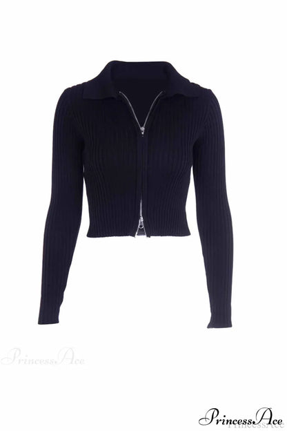 Polo Collar Knit Cardigan