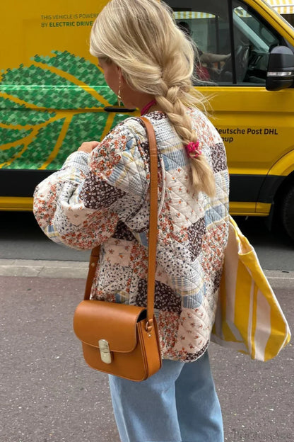 Printed Quilted Puffer Big Pocket Coat