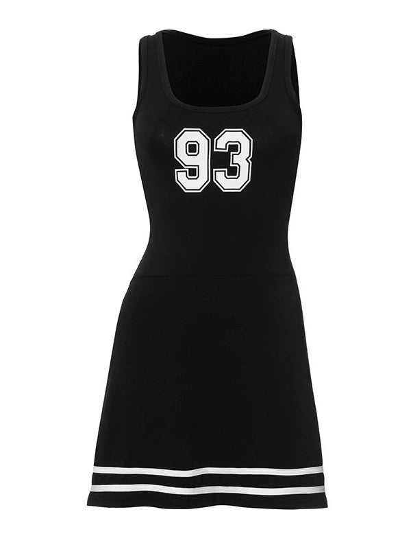 Square Neck Digital Print Structured A-Line Mini Dress
