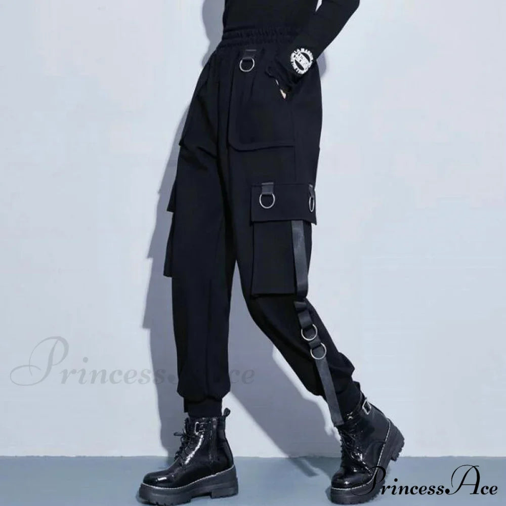 Punk Black Female Joggers Cargo Pants