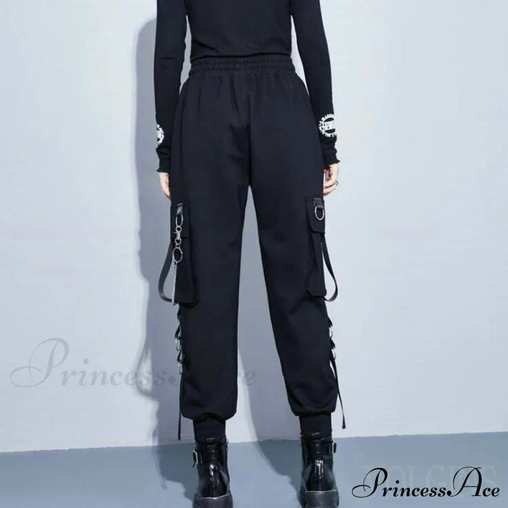 Punk Black Female Joggers Cargo Pants