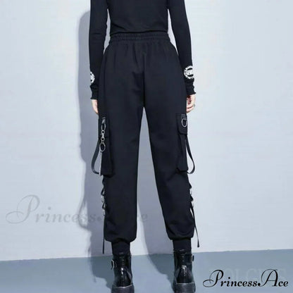 Punk Black Female Joggers Cargo Pants