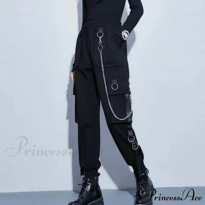 Punk Black Female Joggers Cargo Pants