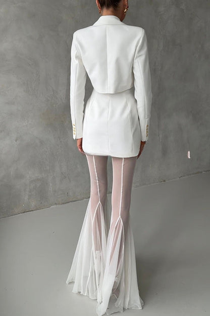 Deep Chic Mesh High Rise Elastic Waist Fishtail Stretch Pants