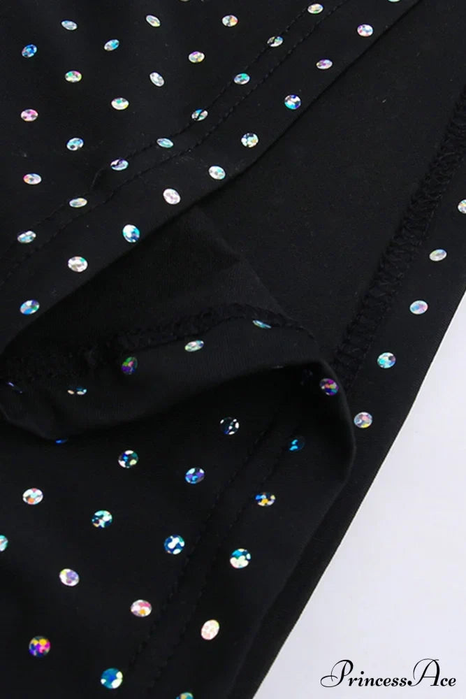 Rhinestone Mesh Cutout Dress