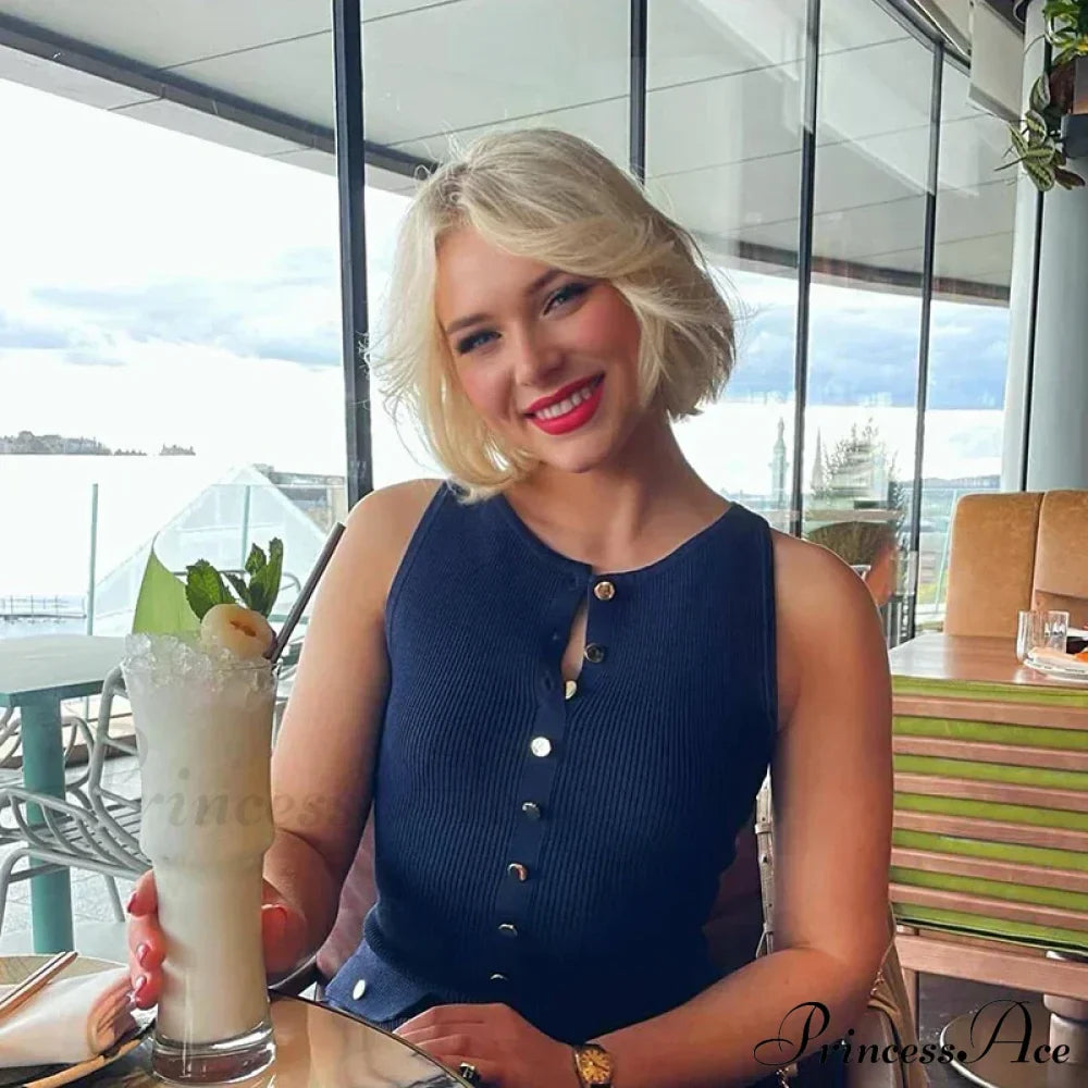 Ribbed Buttoned Stylish Midi Dress