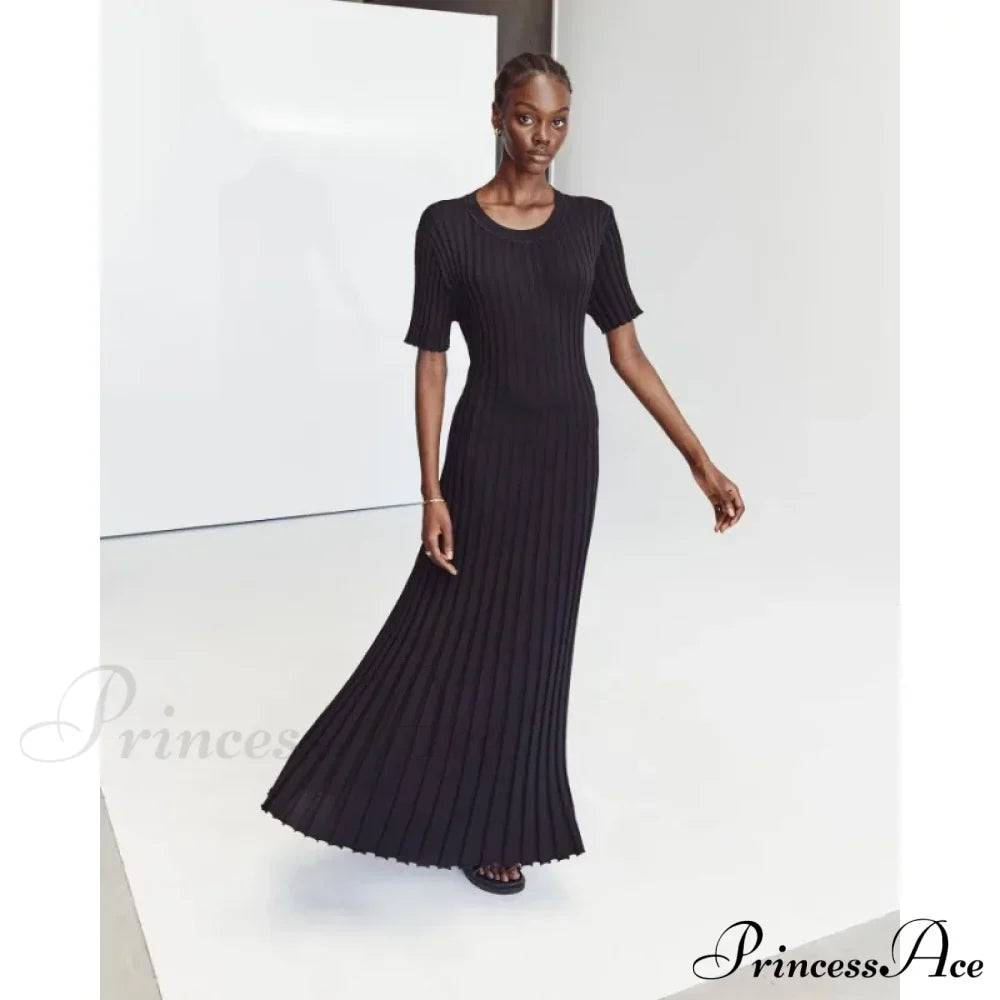 Ribbed Short Stylish Sleeve Maxi Dress&nbsp;