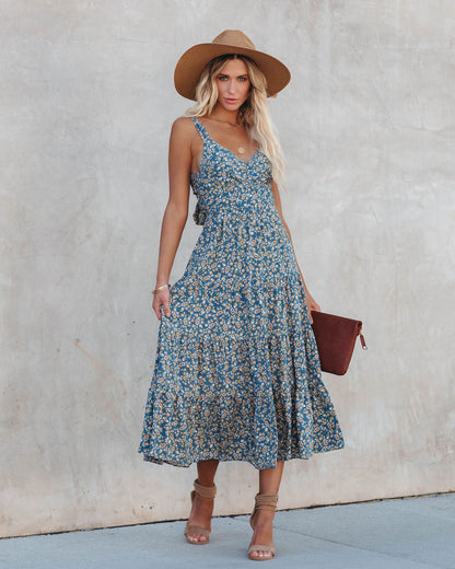 Floral Tie Back Midi Dress