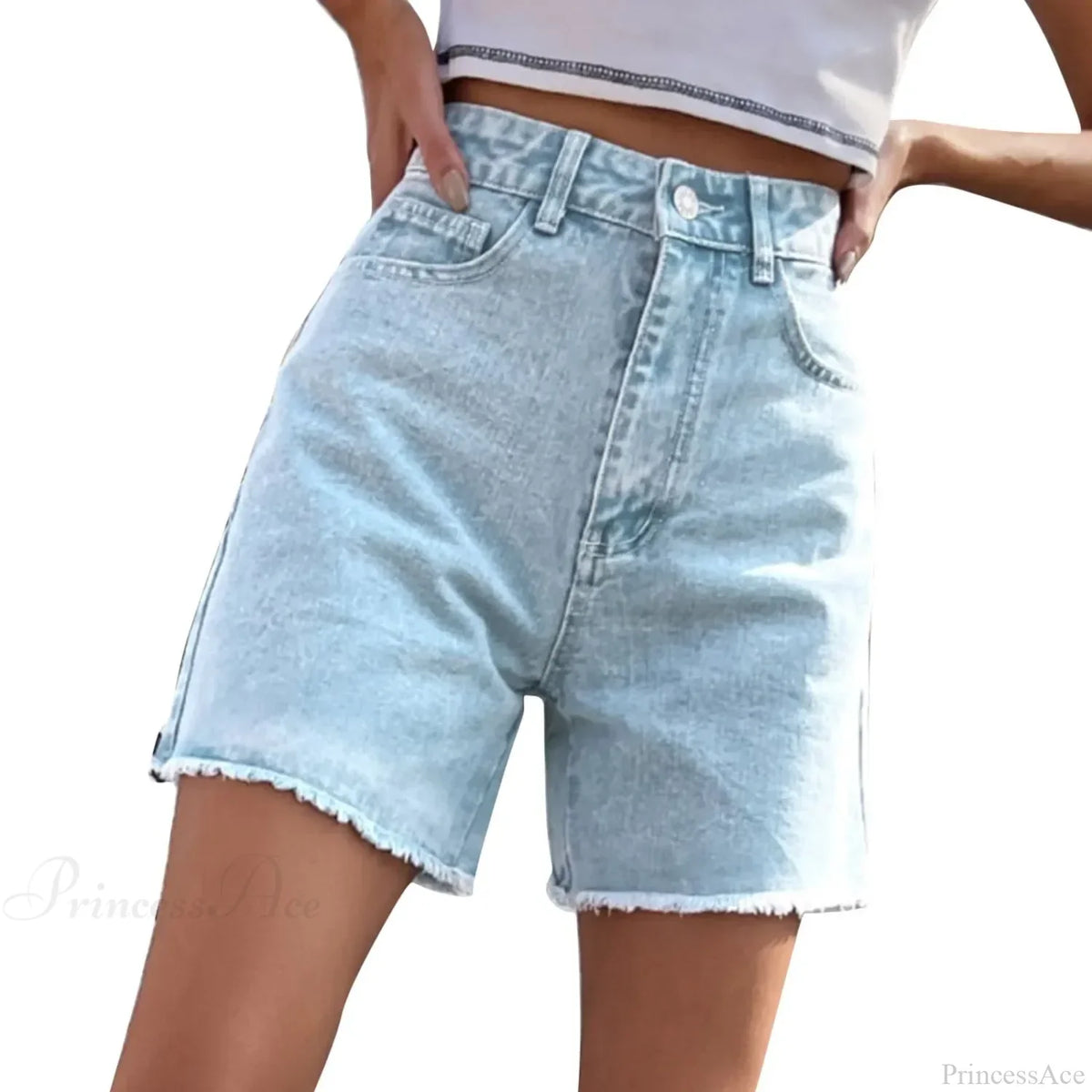 Ripped Hole Hem Denim Hotpants Short