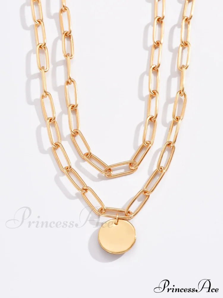 Round Charm Layered Necklace