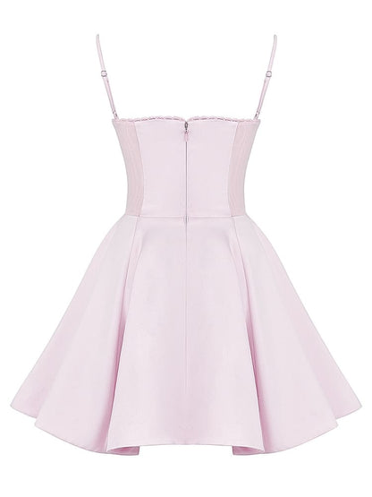 Sweetheart Bustier Spaghetti Strap Tulle Hem Fit and Flare Mini Dress
