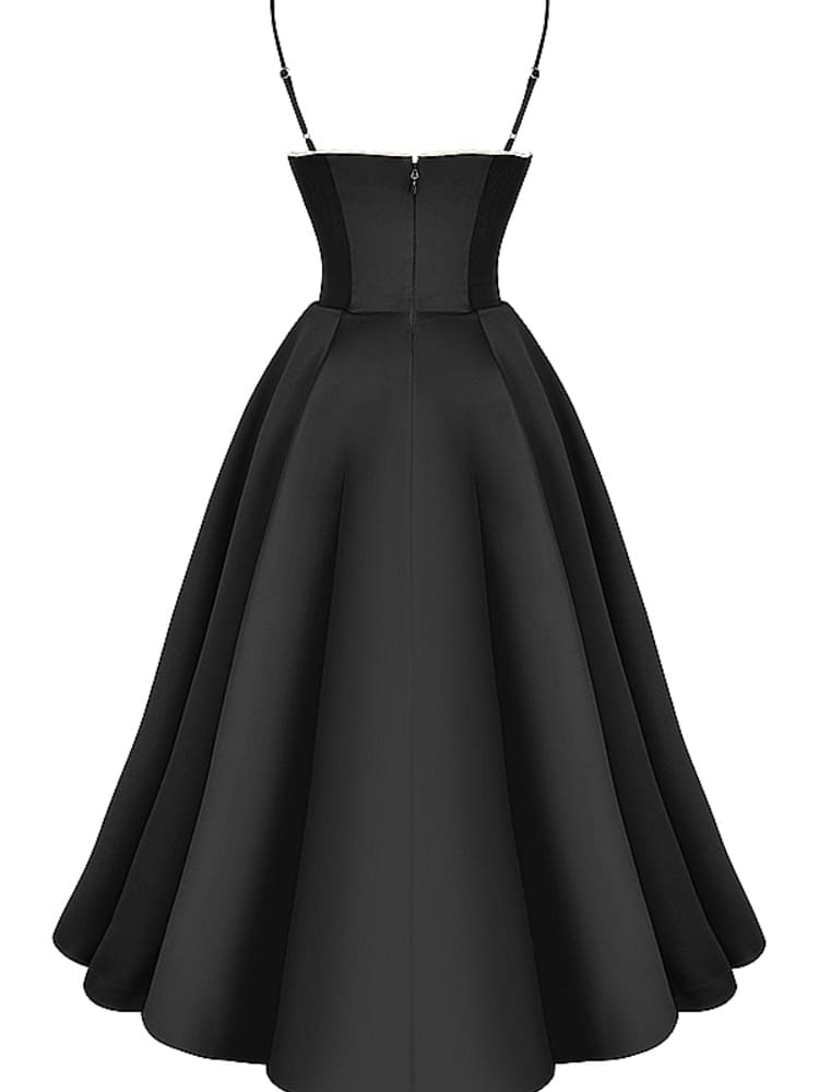 Sweetheart Lace Trim Bustier Tulle Hem Fit and Flare Midi Dress