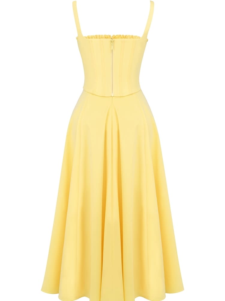 Off Shoulder Sweetheart Corset Ruffle Bodice High Slit Maxi Dress