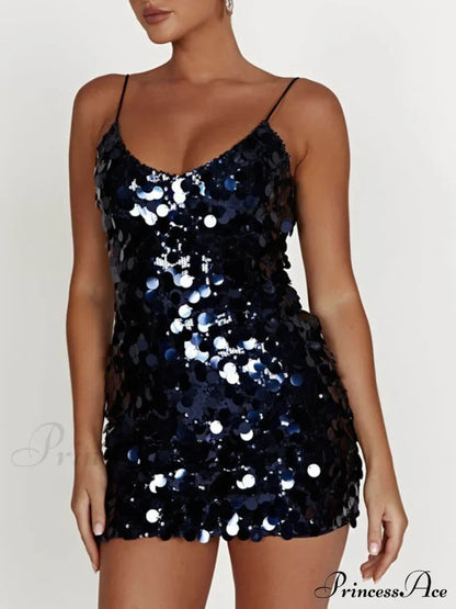 Sequin Strap Stylish Party Mini Dress