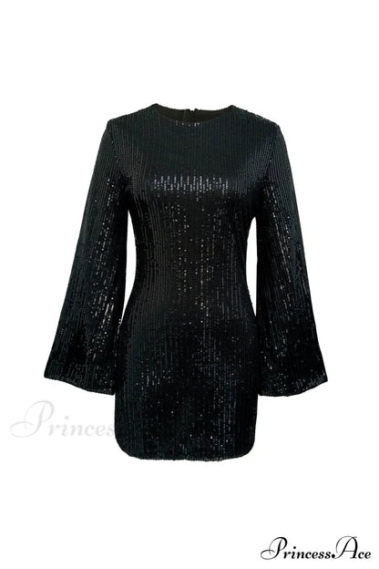 Sequins Flare Sleeve Dress