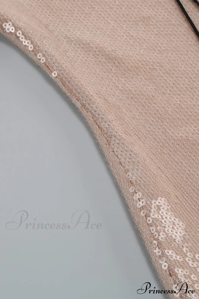 Sequins V Neck Flares Sleeve Pack Hip Dress